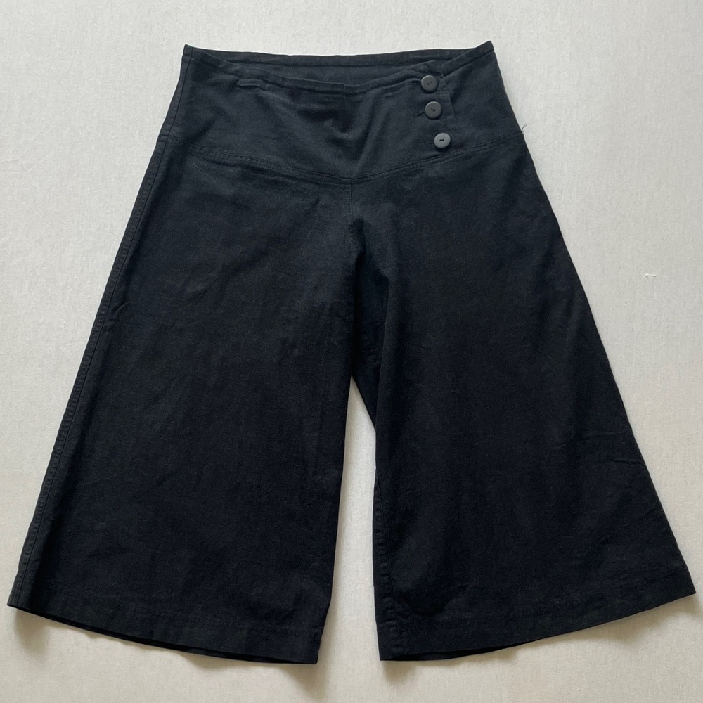 Black Linen Blend Culottes